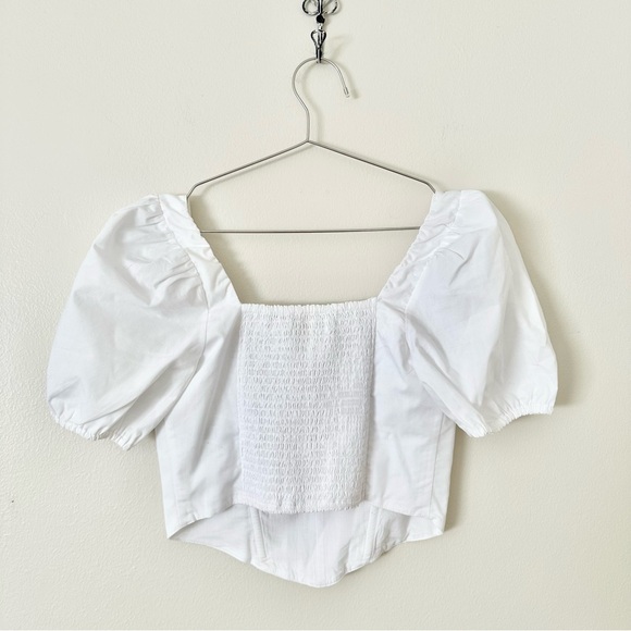 | abercrombie & fitch • puff sleeve corset squareneck top • small | - Picture 3 of 9